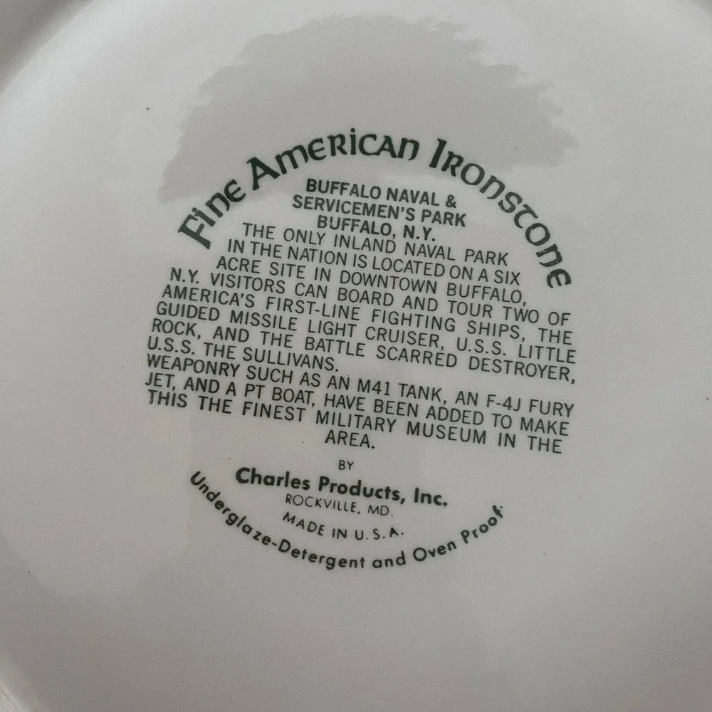 Buffalo Naval Servicemens Park Souvenir Plate USS Little Rock‎ Ironstone 9.25in